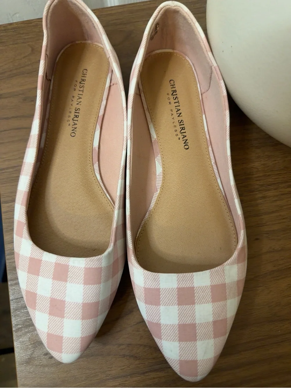 Christian Siriano for Payless Pink Gingham Pointed Toe Ballet Flats 8.5